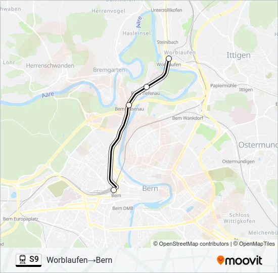 S9 Train Line Map
