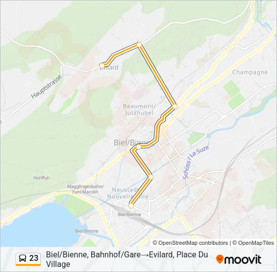Plan de la ligne 23 de bus