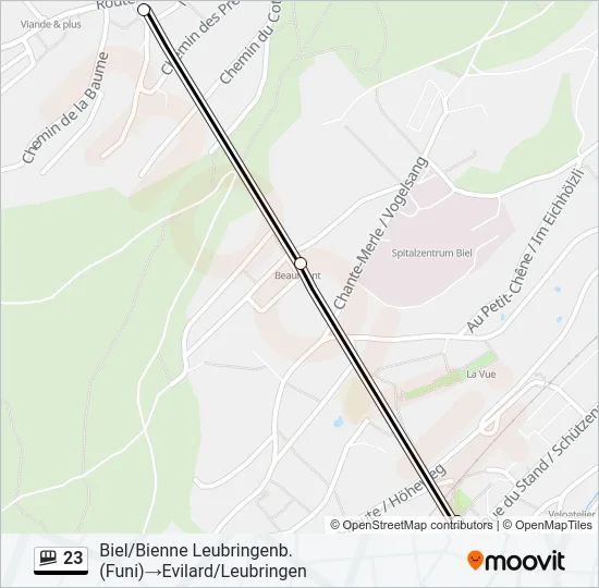 Plan de la ligne 23 de funiculaire