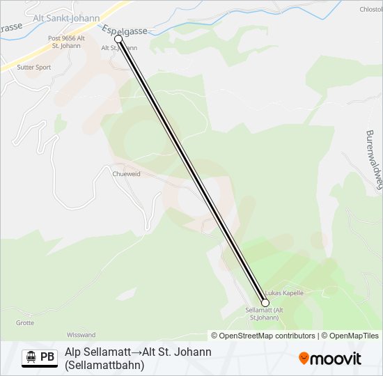 Plan de la ligne PB de téléphérique