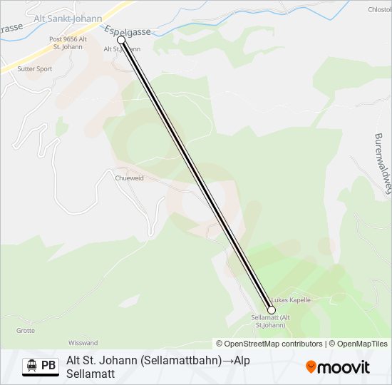 Plan de la ligne PB de téléphérique