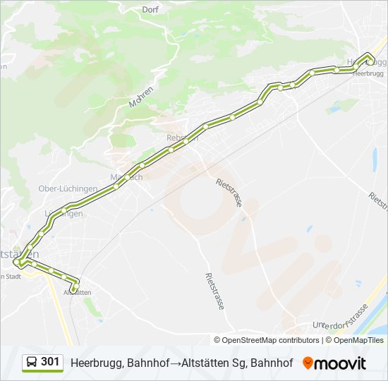 Plan de la ligne 301 de bus