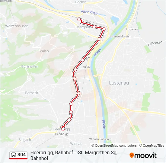 304 Bus Line Map