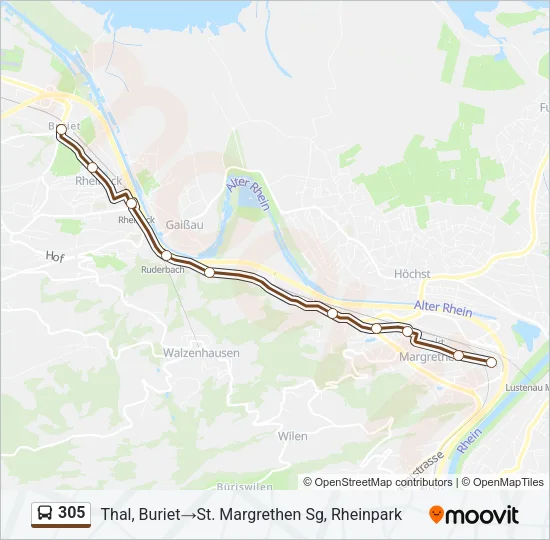 305 Bus Line Map