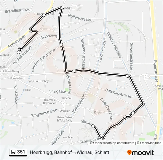 Plan de la ligne 351 de bus