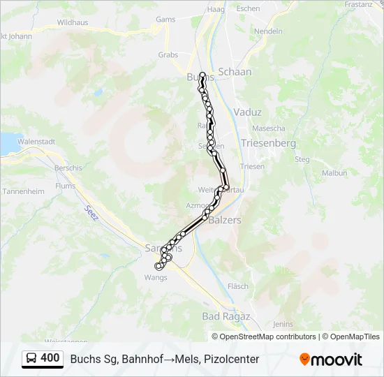 Plan de la ligne 400 de bus