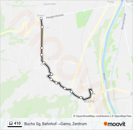 Plan de la ligne 410 de bus