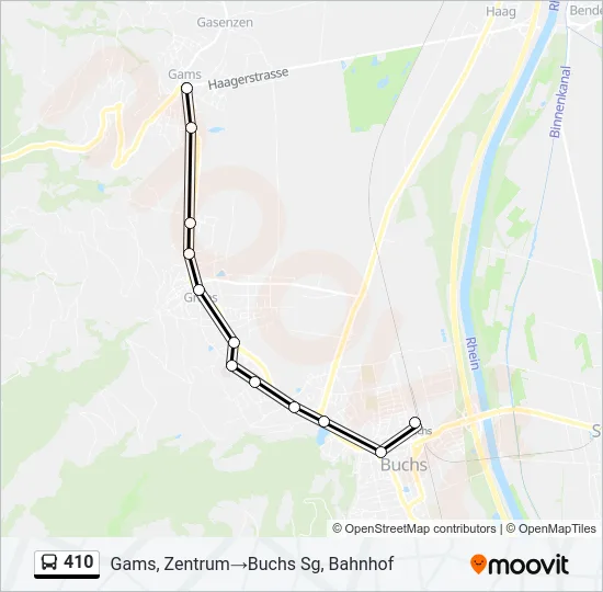 Plan de la ligne 410 de bus