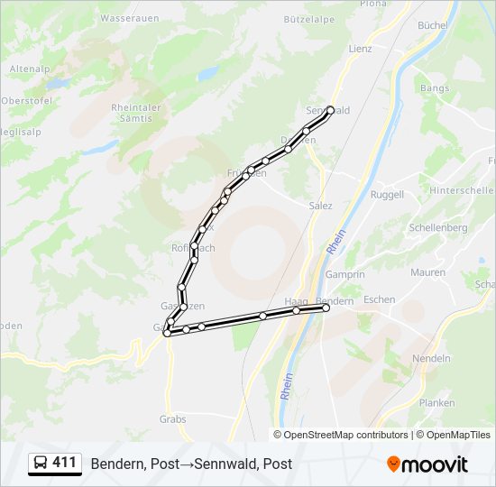 411 Bus Line Map