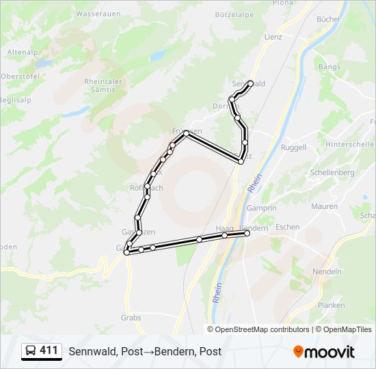 411 Bus Line Map