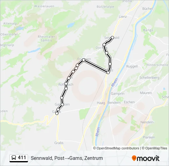 411 Bus Line Map