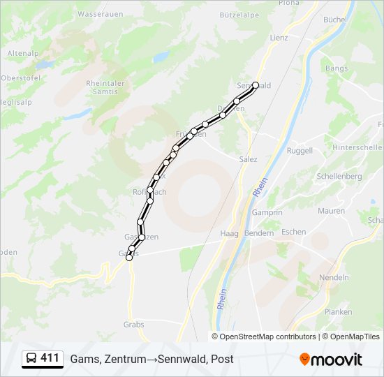 411 Bus Line Map