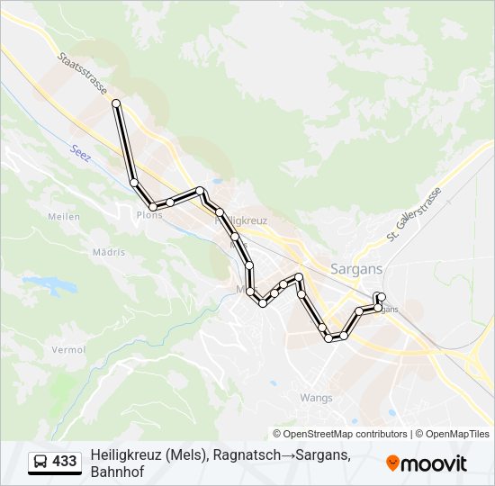 433 Bus Line Map