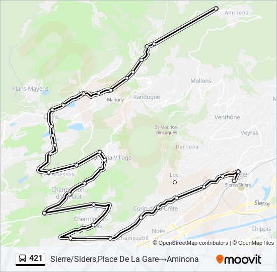 421 bus Line Map