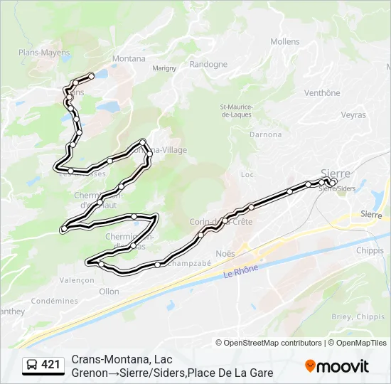 Plan de la ligne 421 de bus