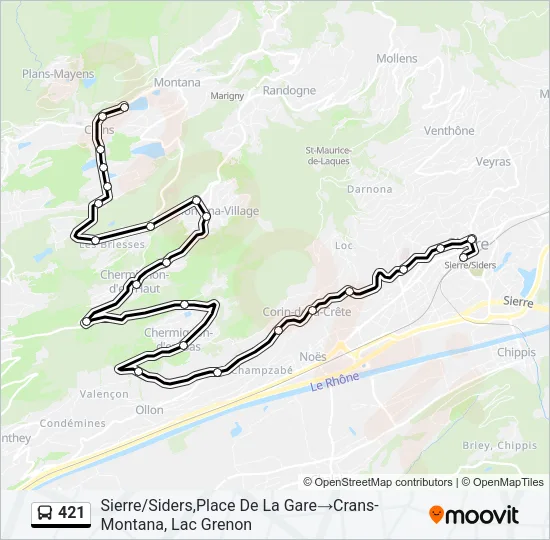Plan de la ligne 421 de bus