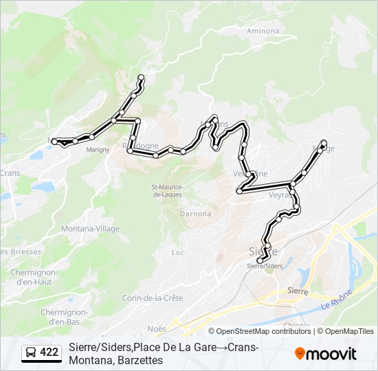 Plan de la ligne 422 de bus