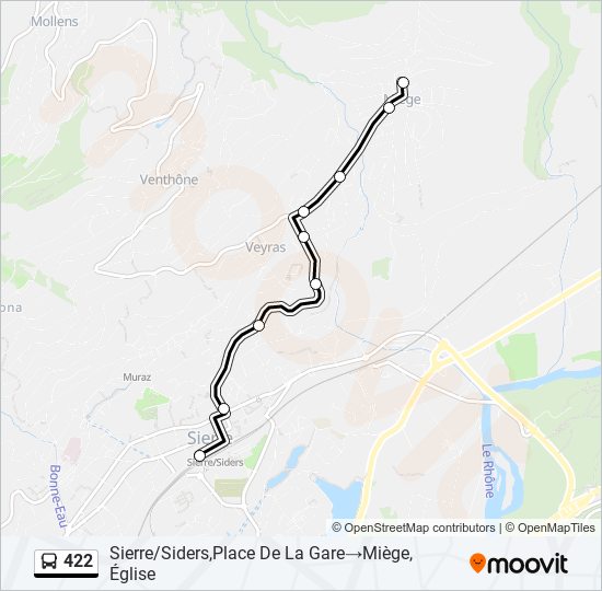 Plan de la ligne 422 de bus