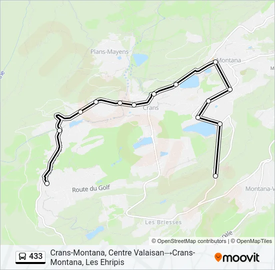Plan de la ligne 433 de bus