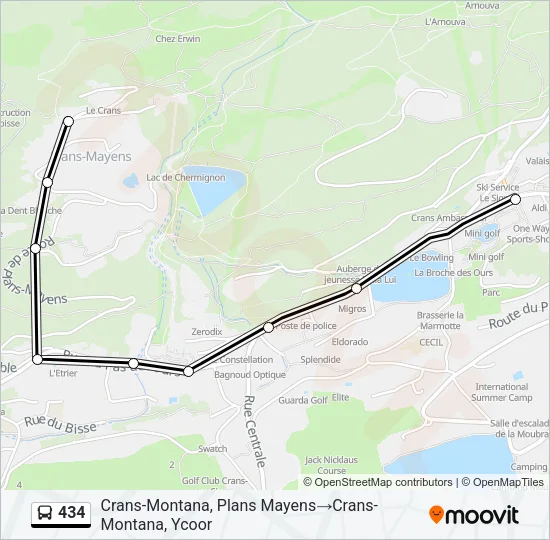 Plan de la ligne 434 de bus