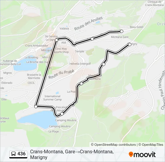 Plan de la ligne 436 de bus