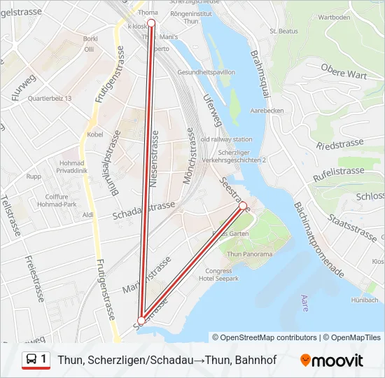 Plan de la ligne 1 de bus