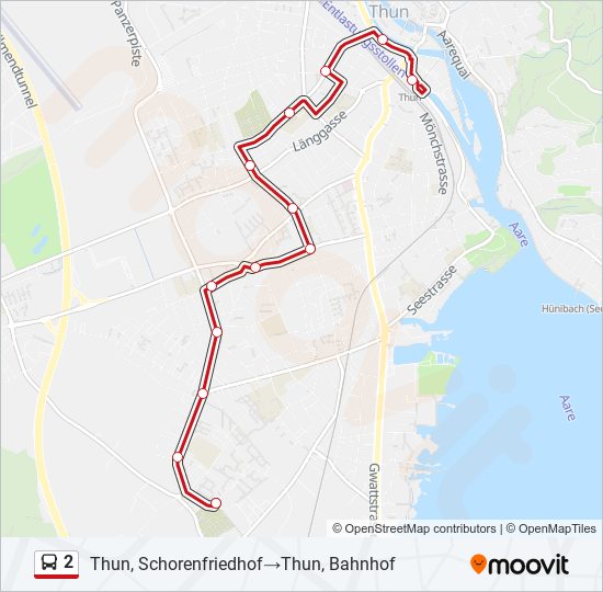 Plan de la ligne 2 de bus