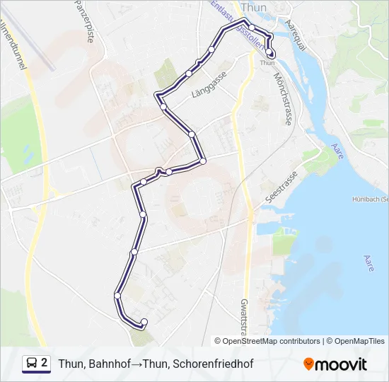 Plan de la ligne 2 de bus