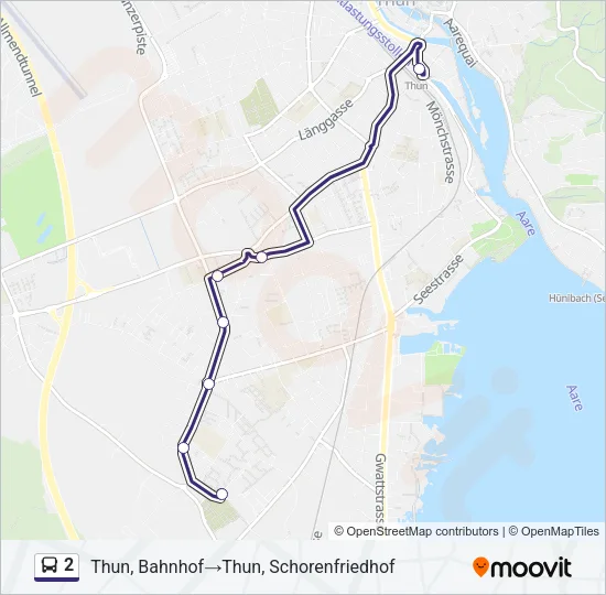 Plan de la ligne 2 de bus