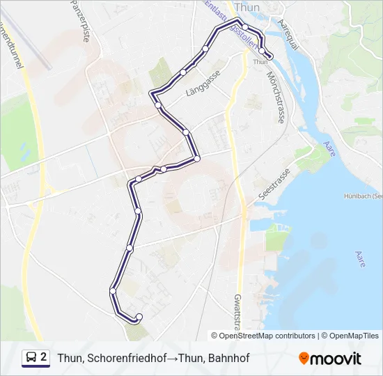 Plan de la ligne 2 de bus