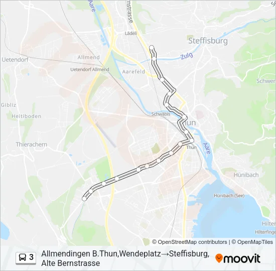 Plan de la ligne 3 de bus