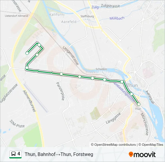 Plan de la ligne 4 de bus