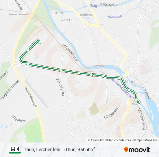 Plan de la ligne 4 de bus