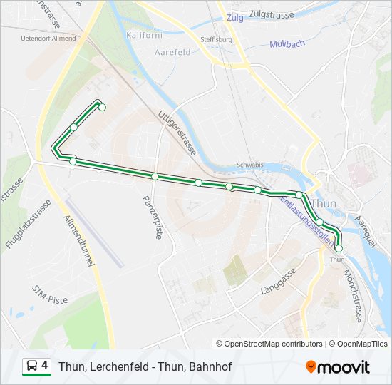 Plan de la ligne 4 de bus