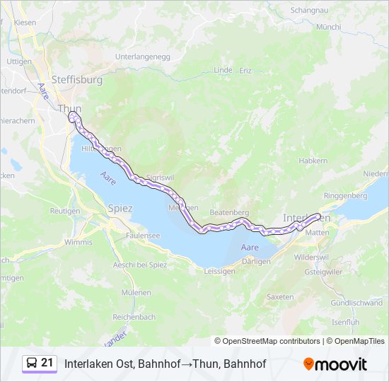 Plan de la ligne 21 de bus