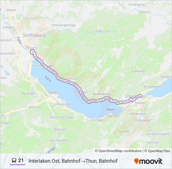 21 Bus Line Map