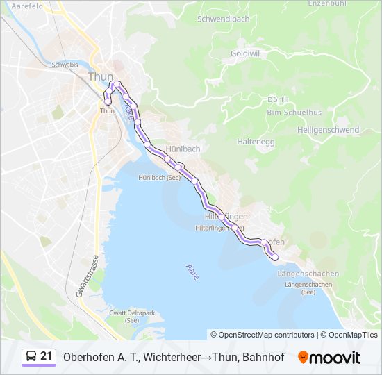 21 bus Line Map