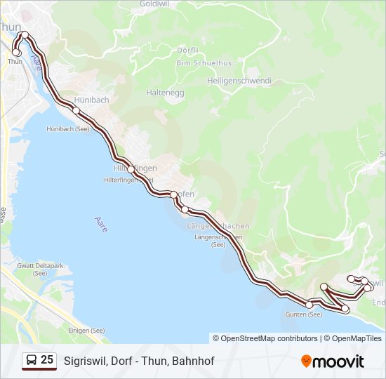 25 bus Line Map