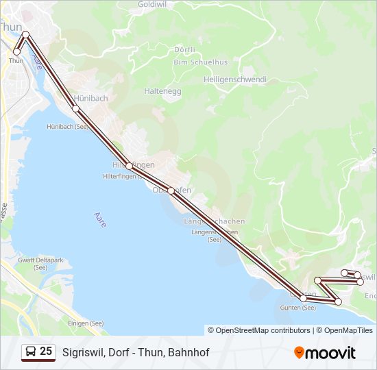 Plan de la ligne 25 de bus