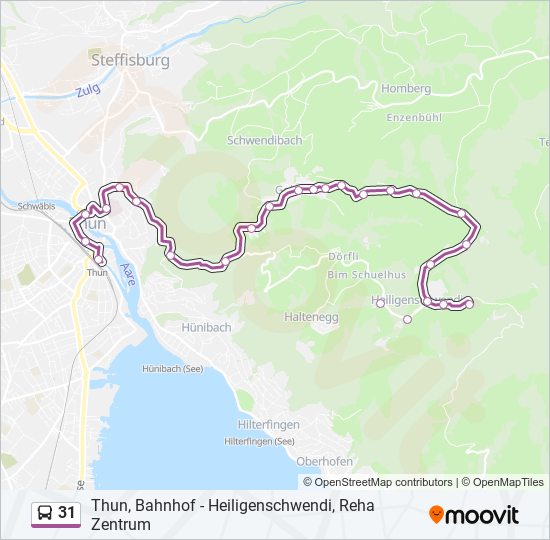 Plan de la ligne 31 de bus