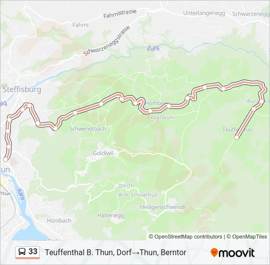 33 Bus Line Map