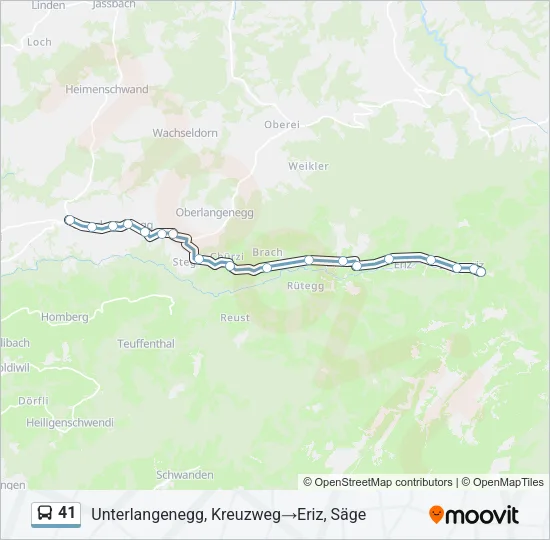 Plan de la ligne 41 de bus