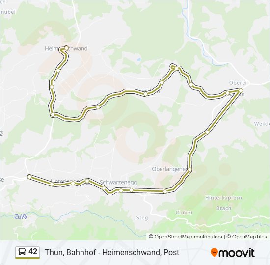 Plan de la ligne 42 de bus