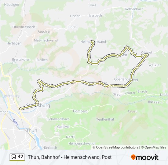 Plan de la ligne 42 de bus