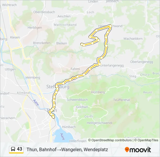 43 Bus Line Map