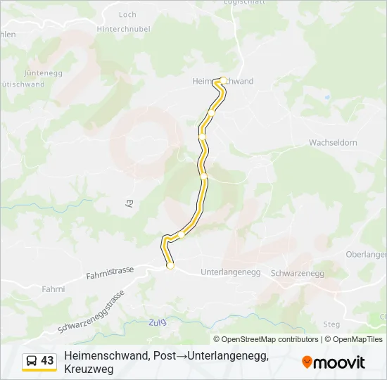 43 Bus Line Map