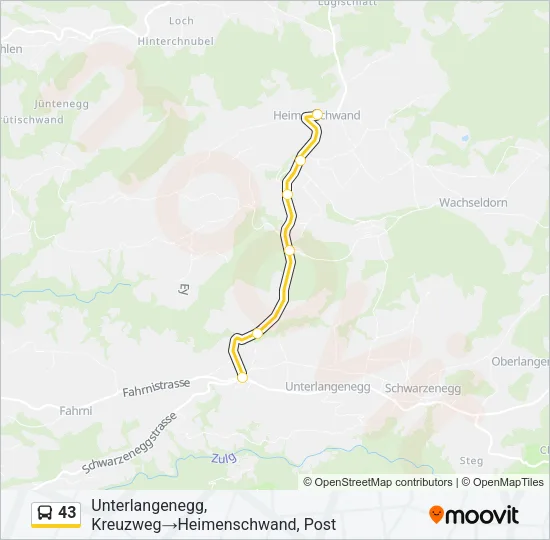 43 Bus Line Map