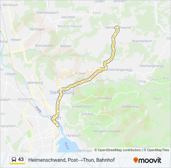 43 Bus Line Map