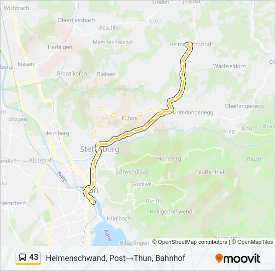 43 Bus Line Map