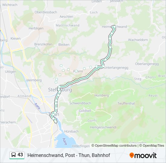 Plan de la ligne 43 de bus